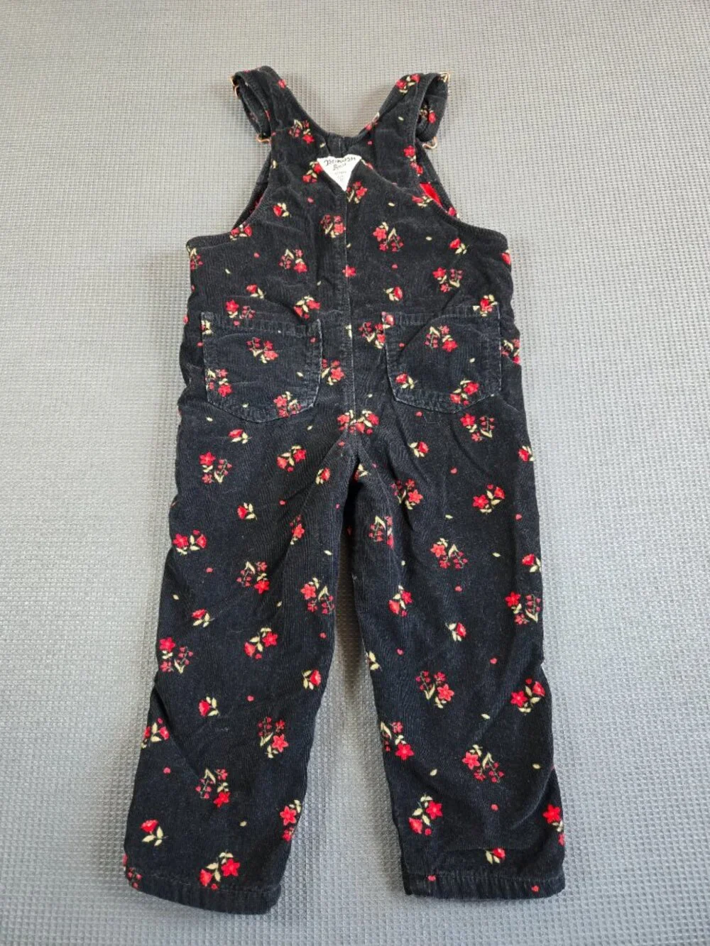 OshKosh B'gosh Corduroy Overalls 2T Floral Red Lining